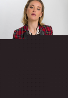 Blazer aus Schottenkaro mit Kunstlederdetails