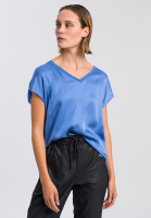 Satinshirt mit V-Ausschnitt