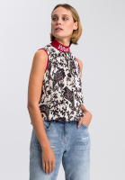 Shirtbluse mit Paisley-Print und Motto