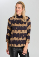 Blusenshirt mit Strickkragen und Batikprint