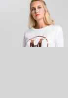 Shirtbluse mit Metalliclogoprint