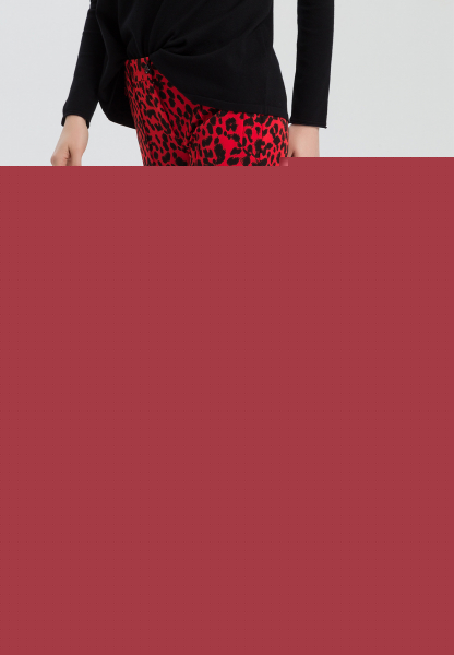 red animal print trousers
