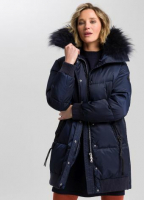 Outdoormantel mit Strickbündchen und Echtfell