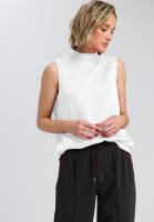 Satintop mit Strickkragen und Schmuckdekor