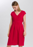 Leinenkleid mit gerüschter Taillennaht