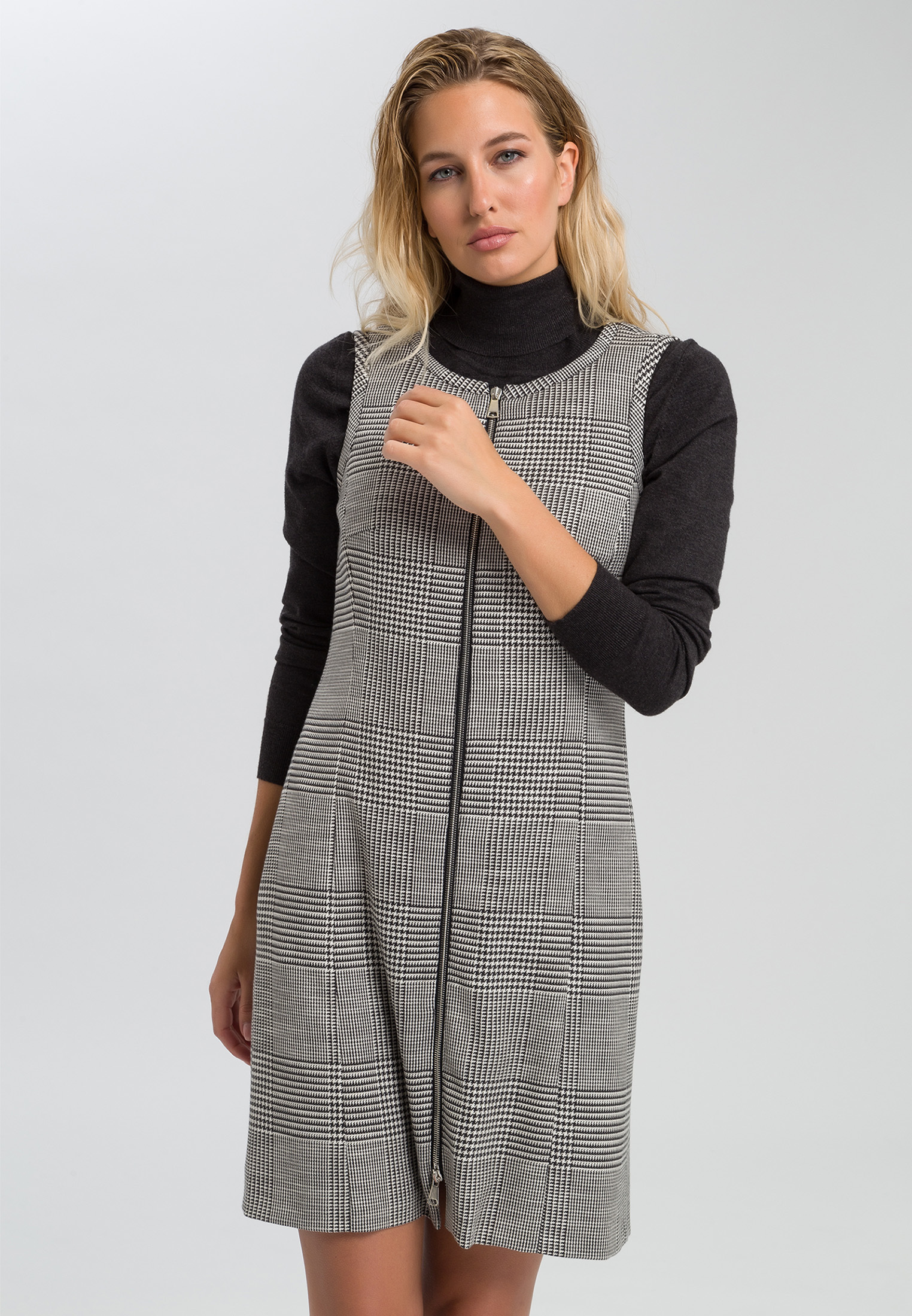 glen plaid overall dress