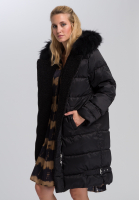 Outdoormantel im Bikerstil mit Echtpelz