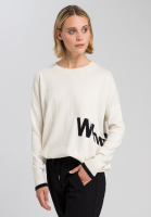 Pullover mit eingestrickter Mottoschrift