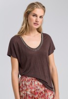 Leinenshirt mit Schmuckapplikationen