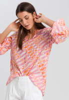 Stehkragenbluse mit Batikprint