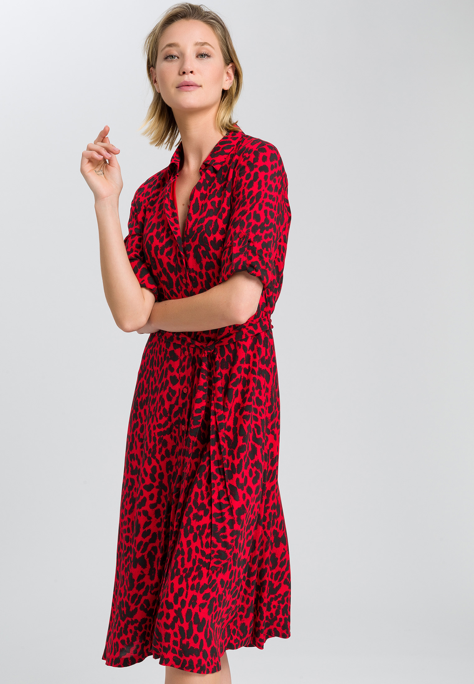 leopard blouse dress