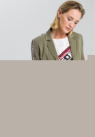 Blazer aus elastischem Satin mit Schriftenband