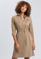 Safarikleid aus nachhaltigem Twill mit Neonbadge