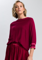 Poncho-Pullover mit Kontrastringelbündchen