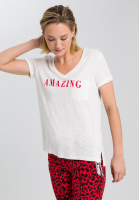 T-Shirt mit Message und aufgesetzter Brusttasche