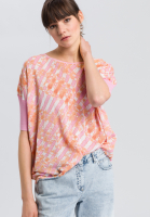 Boxy-Pullover mit Batikprint und Badge