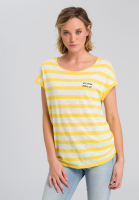 Ringelshirt mit Motto-Stickerei
