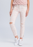 Jeans mit hellem Schlangenprint und Destroys